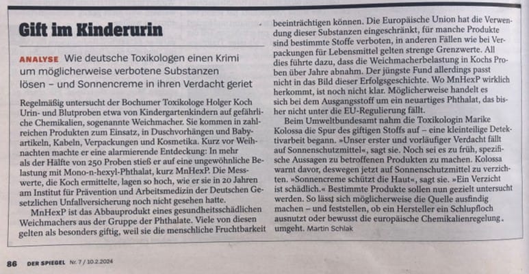 EURO COSMETICS Magazine • Plasticizer in children’s urine – are we about to lose another UV-filter? • Uli Osterwalder • Uli Osterwalder