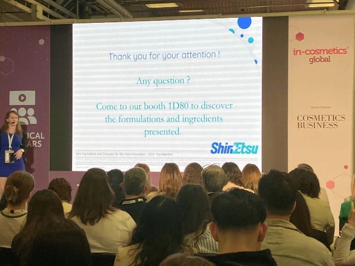 EURO COSMETICS Magazine • Shin-Etsu silicones' water-based SPD-WT1 dispersion of TiO2 drives sensorial & SPF benefits at IN-COSMETICS GLOBAL 2O24 • Euro Cosmetics • Euro Cosmetics